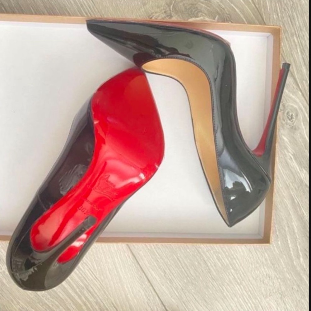 Christian Louboutin so Kate Black and Red Patent Heels - Picture 4 of 11